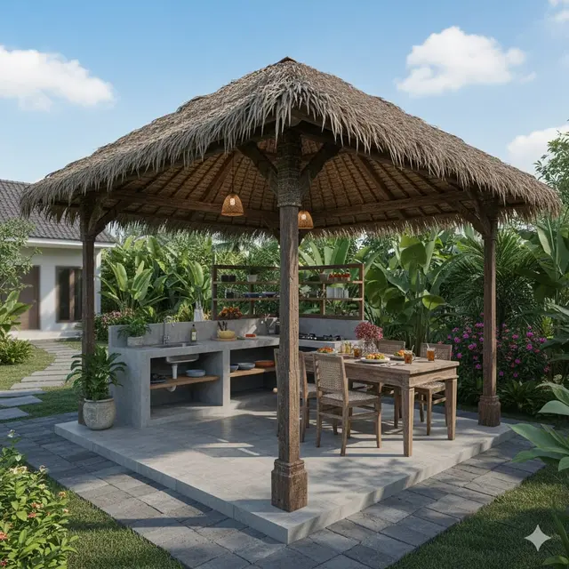 Inspirasi Dapur Outdoor Murah Meriah di Belakang Rumah Sempit