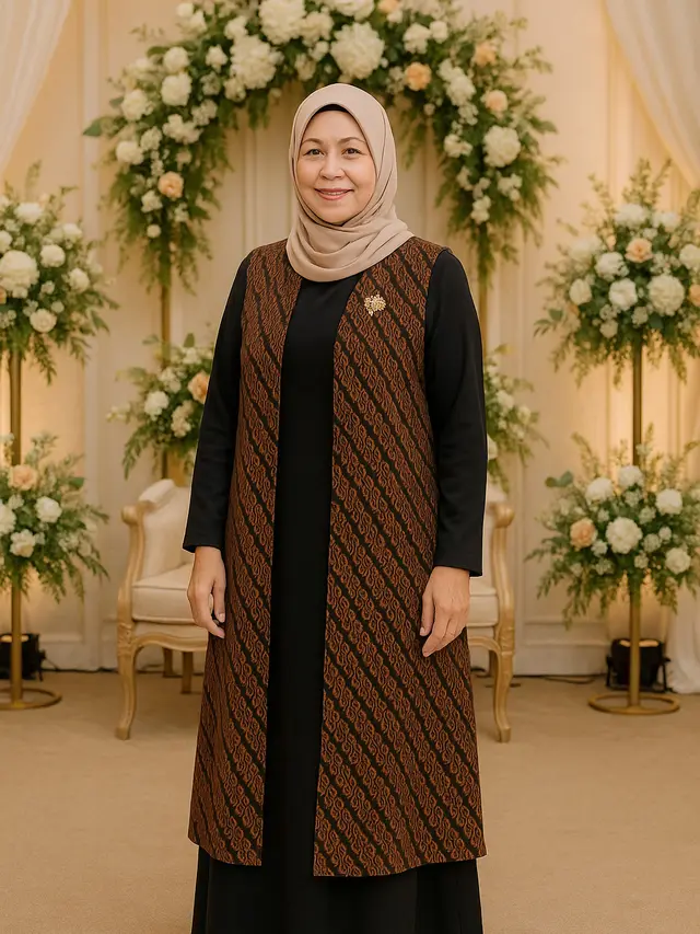 Cardigan Batik tanpa Lengan untuk Kondangan dan Acara Resmi Ibu-Ibu Usia 50 Tahunan