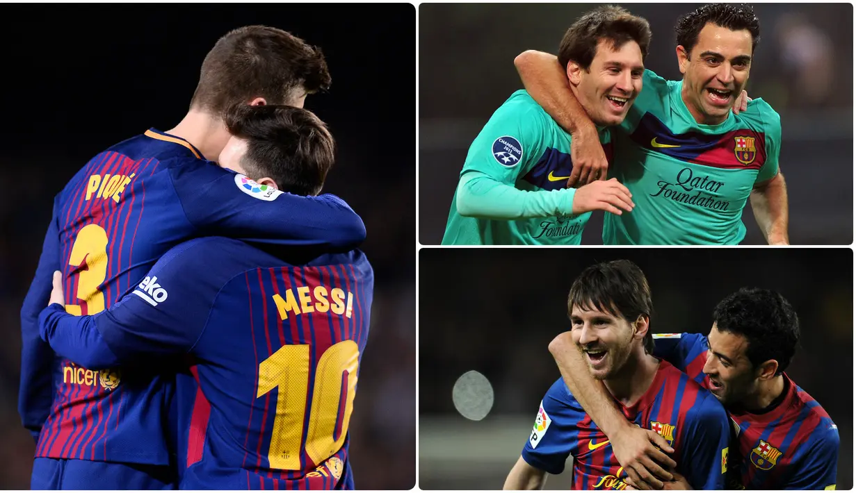 Lionel Messi dikabarkan akan hengkang dari Barcelona pada bursa transfer musim panas ini. Selama 16 tahun berseragam Barcelona, Messi memiliki beberapa rekan tim yang banyak berlaga bersamanya. Berikut 6 pemain yang paling banyak bermain dengan Messi di Barcelona. (kolase foto AFP)