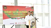 Badan Nasional Penanggulangan Terorisme (BNPT) hadir dalam pelaksanaan Ikrar NKRI kepada lima narapidana tindak pidana terorisme (napiter) di Lembaga Pemasyarakatan Kelas II A Pasir Putih, Nusakambangan Kabupaten Cilacap Provinsi Jawa Tengah pada Selasa (15/4).