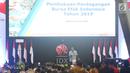Menko Bidang Perekonomian, Darmin Nasution memberi sambutan saat membuka perdagangan saham perdana 2019 di Gedung BEI, Jakarta, Rabu (2/1). IHSG menguat 10,4 poin atau 0,16 persen ke 6.204 pada pembukaan perdagangan saham 2019. (Liputan6.com/Angga Yuniar)