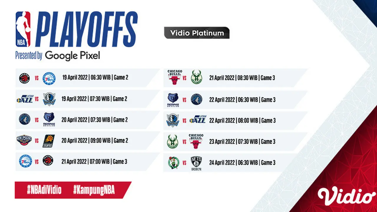 Yuk Tonton Live Streaming NBA Playoffs Pekan Pertama di Vidio : 20-24 April 2022