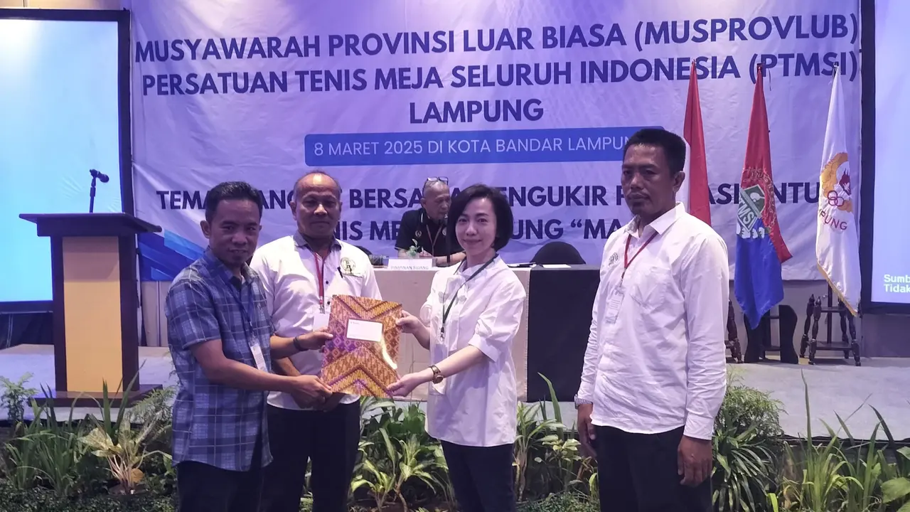 Juwita Hasan terpilih menjadi Ketua Pengurus Provinsi (Pengprov) Persatuan Tenis Meja Seluruh Indonesia (PTMSI) Lampung periode 2025-2029. Foto : (Istimewa).