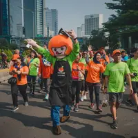 HappyFresh memperkenalkan AppleBoy sebagai maskotnya dalam CFD di Sudirman, Jakarta. ©HappyFresh