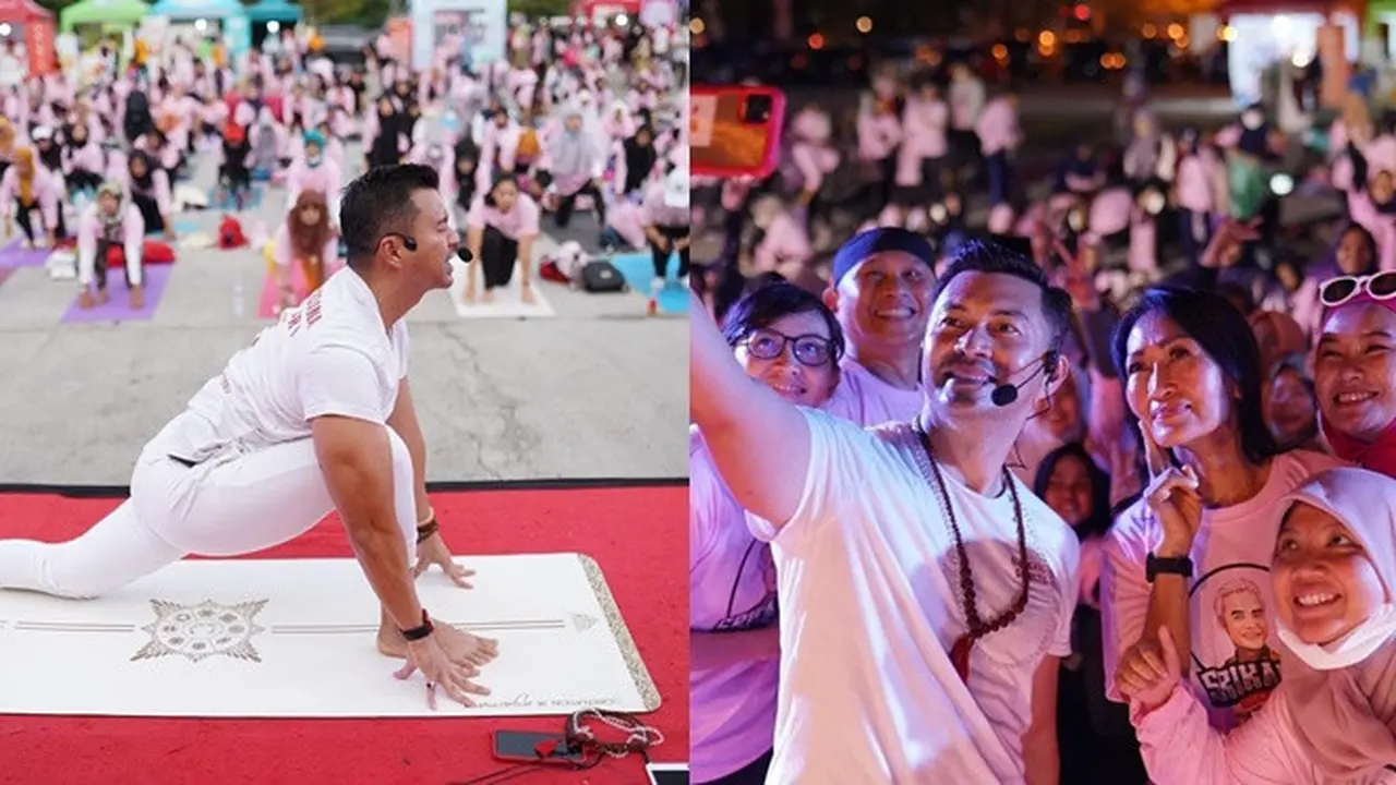 6 Potret Anjasmara Jadi Instruktur Yoga, Tampil Bugar Diikuti Ratusan Peserta