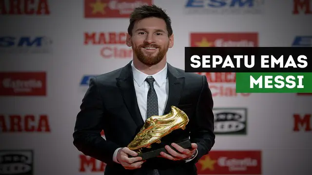 Pemain Barcelona, Lionel Messi memberikan komentarnya setelah berhasil mendapatkan trofi sepatu emas Eropa 2017.