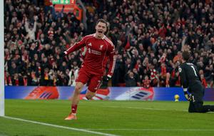 Selebrasi Florian Wirtz dalam laga Liga Inggris antara Liverpool vs Wolverhampton, Sabtu (27/12/2025). (AP Photo/Ian Hodgson)