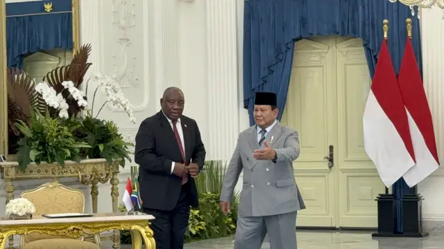 Presiden Prabowo Subianto menerima kunjungan Presiden Afrika Selatan Cyril Ramaphosa di Istana