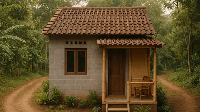 Model Rumah Kecil Tapi Cantik 3x6 Meter dari Bambu dan Batako