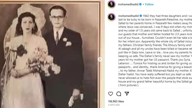 Unggahan ayah Bella Hadid, Mohamed Hadid. (Instagram/ mohamedhadid)