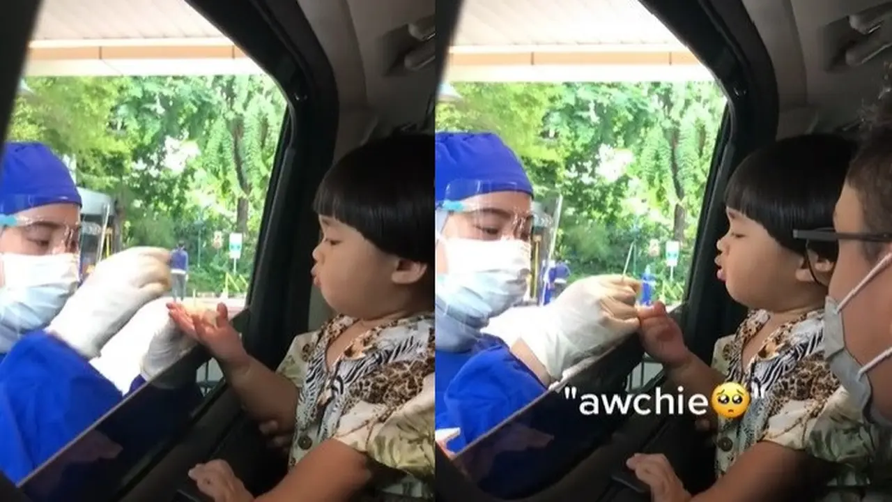 ekspresi menggemaskan bocah saat rapid test jadi viral
