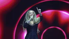 DIVA pop internasional Mariah Carey saat tampil dalam konsernya di Sentul International Convention Center (SICC), Bogor, Jawa Barat, pada Sabtu 4 Oktober 2025. (Kapanlagi.com/Budy Santoso)