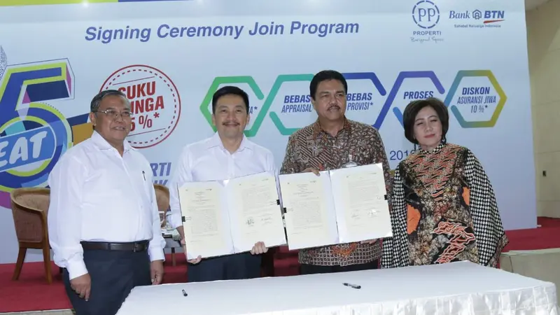 Penandatanganan MOU BTN dengan PP Property, Selasa, (9/7/2019).