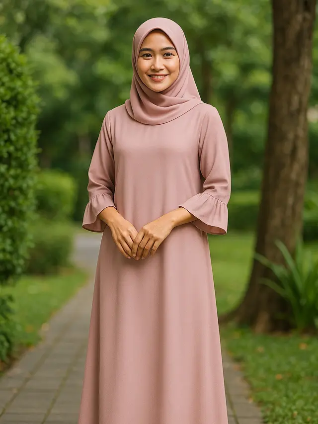 8 Inspirasi Long Dress Lengan Ruffle untuk Ibu-ibu, Bikin Tampilan Awet Muda dan Anggun
