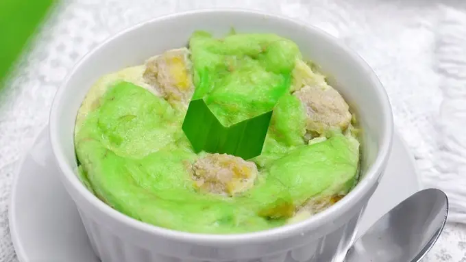puding roti tawar pandan
