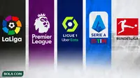 Ilustrasi - Logo La Liga, Premier League, Lique 1, Serie A, Bundesliga (Bola.com/Adreanus Titus)