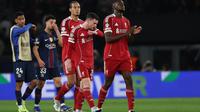 Reaksi para pemain Liverpool usai dibungkam PSG pada leg pertama perempat final Liga Champions 2025/2026. (Anne-Christine POUJOULAT / AFP)