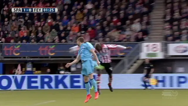 Mathias Pogba mencetak gol pada menit ke-1 dan memenangkan Sparta Rotterdam atas Feyenoord 1-0.