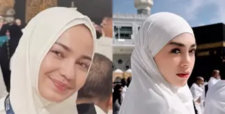 Tampilan Enzy Storia dan Celine Evangelista saat Umrah di bulan Ramadan. Instagram