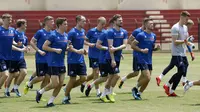 Timnas Islandia menggelar latihan tertutup di Stadion Sultan Agung (SSA), Bantul, Selasa (9/1/2018). (Bola.com/Ronald Seger Prabowo)