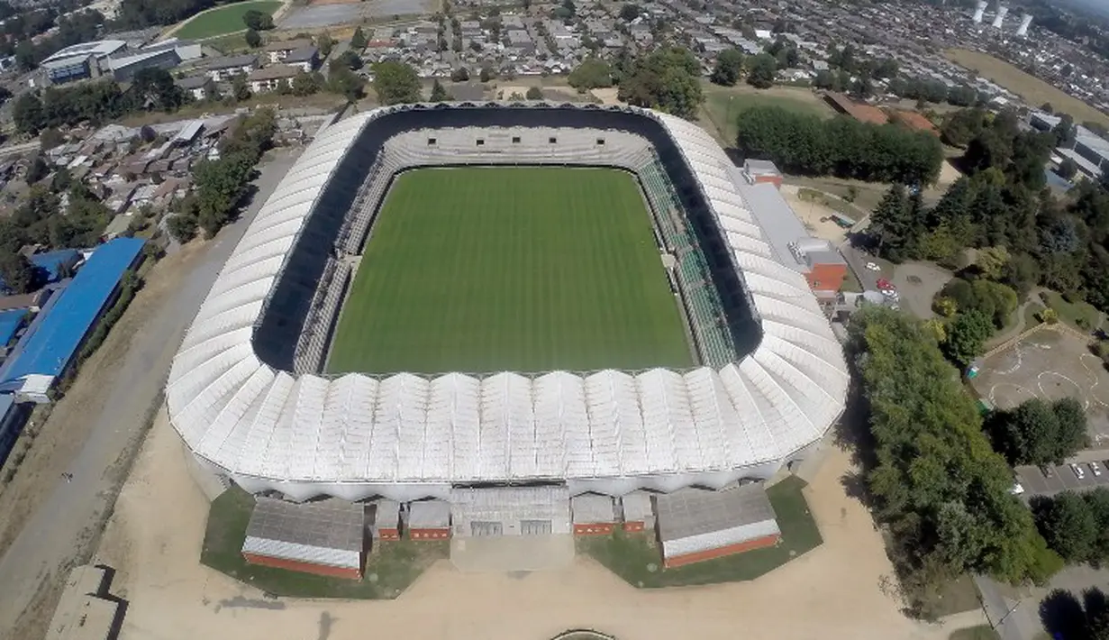 German Becker Stadium di kota Temuco, telah siap untuk menggelar pertandingan Copa Amerika 2015 di Chili, Selasa (21/04/2015). Sumber : AFP