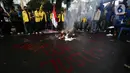 Mahasiswa saat melakukan aksi unjuk rasa di kawasan Patung Kuda, Jakarta, Senin (17/2/2025). (Liputan6.com/Helmi Fithriansyah)