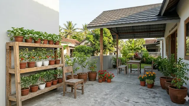 Inspirasi Kebun Buah Berbunga di Teras