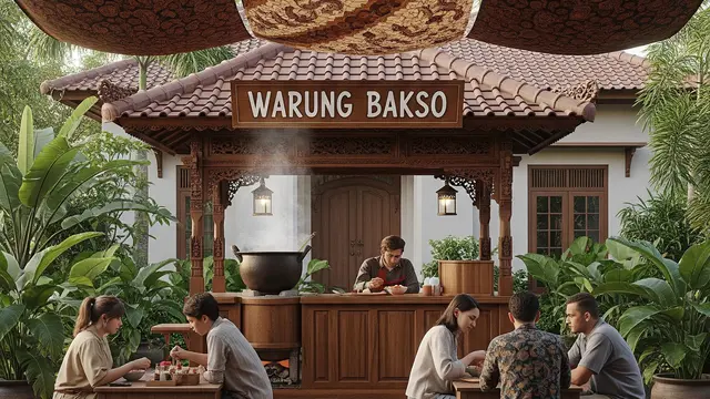 Desain Warung Bakso di Teras Rumah