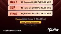 Live streaming pertandingan BWF World Tour Finals 2020, 27-31 Januari 2021 dapat disaksikan melalui platform Vidio. (Dok. Vidio)