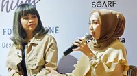 Co-Chairman Jakarta Halal Things Desy Bachir (kiri) dan Temi Sumarlin (kanan) saat konferensi pers di 11:11 Cafe Senayan City, Jakarta, 24 Oktober 2019. (Liputan6.com/Asnida Riani)
