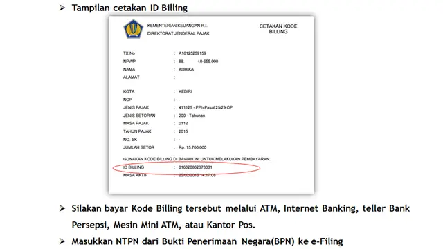 Simulasi e-Filing Kurang Bayar
