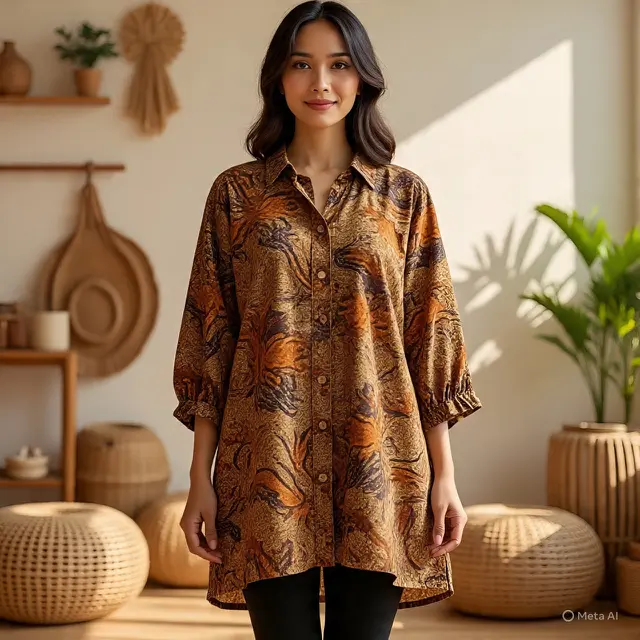 Model Batik Wanita Lengan Poet