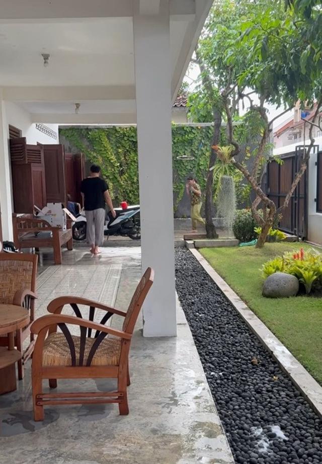 6. Taman Samping dengan Dinding Hijau Alami dan Kerikil