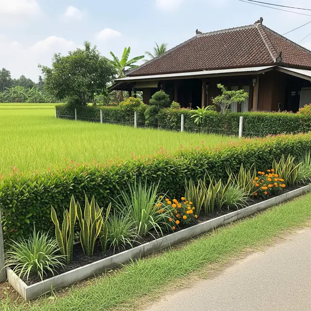 Desain Rumah di Tepi Sawah dengan Pagar Pengaman Anti Ular