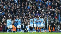 Selebrasi pemain Manchester City saat mengalahkan Wolverhampton (AFP)