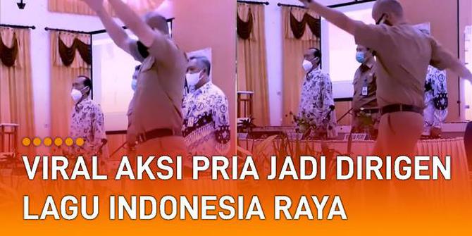 VIDEO: Viral Aksi Pria Jadi Dirigen Lagu Indonesia Raya, Dianggap Berlebihan