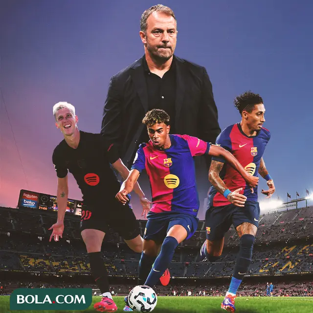 Barcelona - Hansi Flick: Dani Olmo, Lamine Yamal, Raphinha