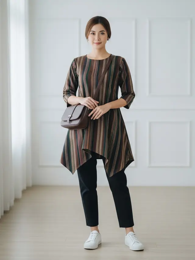 Inspirasi Outfit Natal Bernuansa Nusantara Model Lurik dalam Gaya Urban