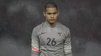 Kiper Timnas Indonesia, Andritany Ardhiyasa, saat tampil melawan Islandia pada laga persahabatan di SUGBK, Jakarta, Minggu (14/1/2018). Timnas Indonesia kalah 1-4 dari Islandia. (Bola.com/Vitalis Yogi Trisna)