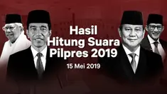 Berikut hasil hitung suara Pemilu 2019 yang sudah masuk di situs pemilu2019.kpu.go.id pada Rabu 15 Mei 2019.