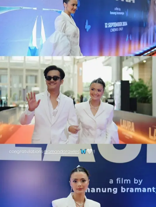 Memerankan karakter Laura, Amanda Rawles tampil sempurna dalam balutan busana serba putih. [@amandarawles]