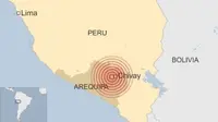 Lokasi Gempa Peru. (BBC)
