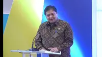 Menteri Koordinator Bidang Perekonomian Airlangga Hartarto dalam acara The New SINSW dan agenda diskusi: Let's Talk about INSW, Jumat (9/6/2023). (Tira/Liputan6.com)