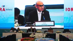 Ketua SOM, Desra Percaya saat menghadiri India Rim Association Samudra (IORA) jelang pembukaan SOM pada hari pertama IORA Summit 2017, Minggu (5/3). (IORA Summit 2017 / Rosa Panggabean / pras / AA / 17)