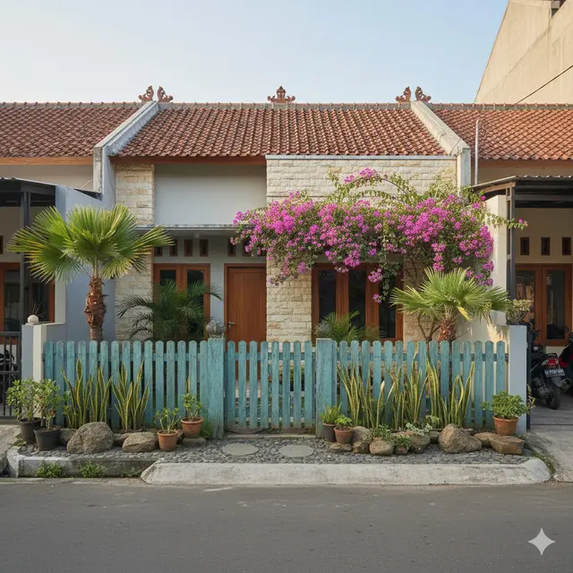 Rumah Tropis 1 Lantai dengan Taman Mini
