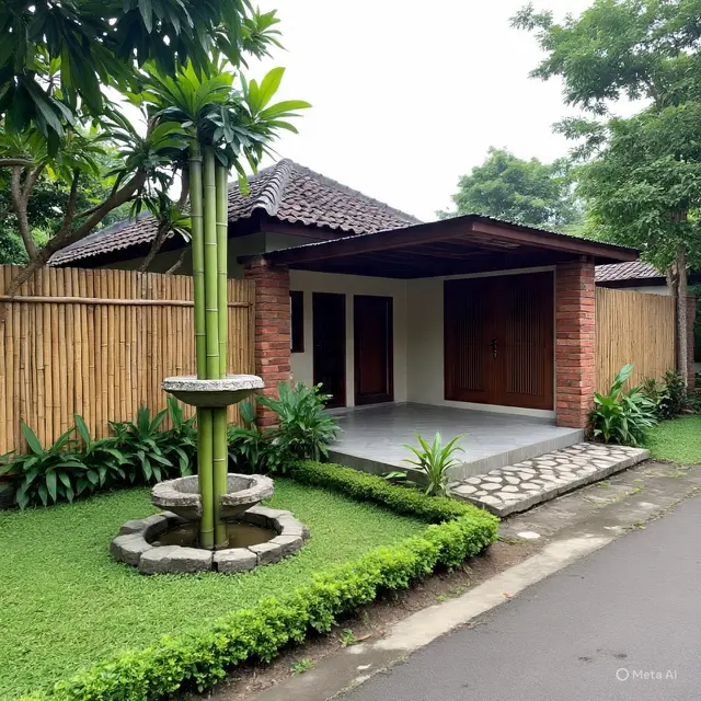 Rumah 1 Lantai Gaya Tropis Terjangkau di Lahan Terbatas. Meta AI