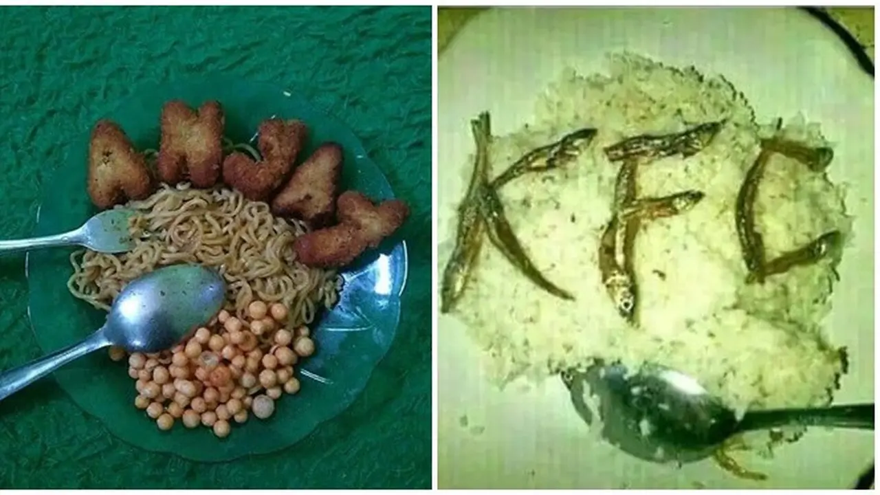 6 Kreasi Makanan Bentuk Pola Huruf Ini Kocak, Aktivitas Gabut ketika Makan