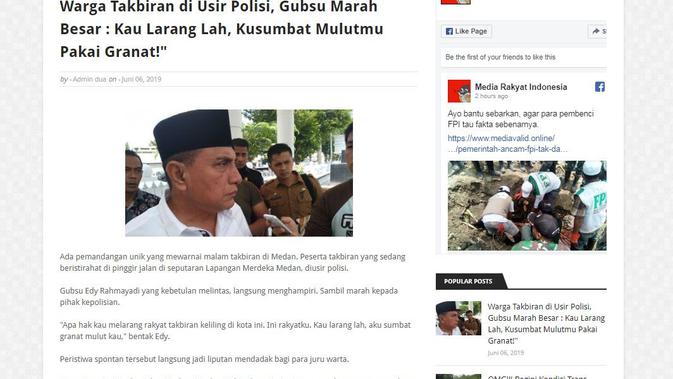[Cek Fakta] Viral Gubernur Sumatera Utara Edy Rahmayadi marah-marah pada polisi.