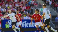 Laga uji coba antara Rosenborg versus Mancester United di Stadion Trondheim, Selasa (16/7/2024) dini hari WIB. (OLE MARTIN WOLD / NTB / AFP)