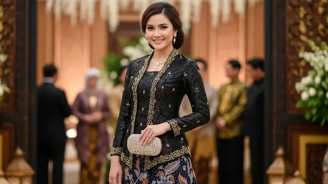 Model Atasan Brokat Hitam Bawahan Batik Terbaru